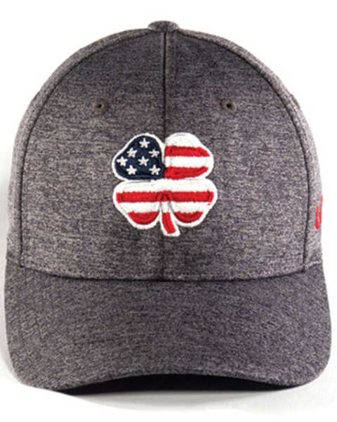 Black Clover Men's USA Flag Clover Flex-Fit Ball Cap , Grey, hi-res