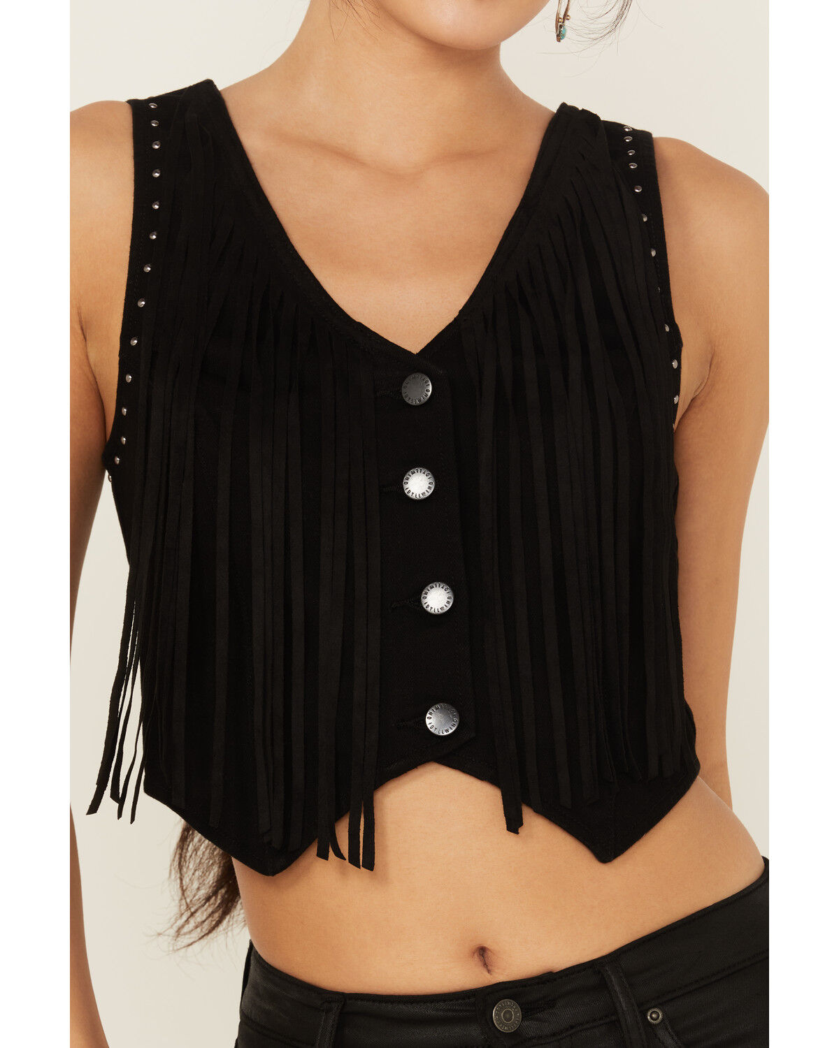 Image #3 - Idyllwind Women's Fringe Denim Bustier, Black, hi-res