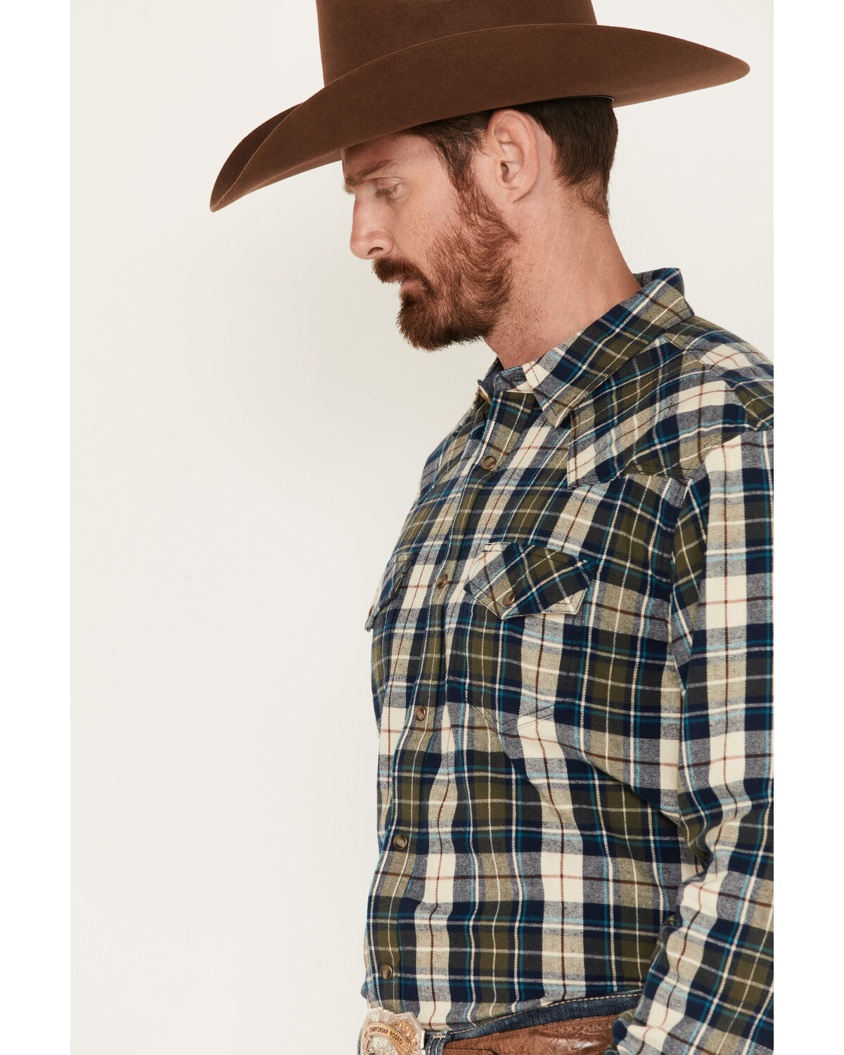 Image #2 - Cody James Men's Buck Plaid Print Long Sleeve Snap Western Flannel Shirt, , hi-res