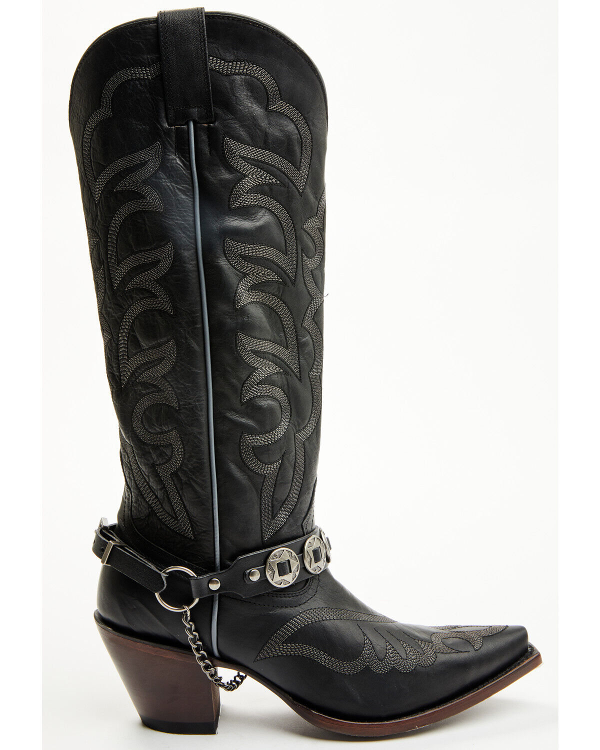 Image #2 - Shyanne Women's Leather and Concho Boot Bracelet, Black, hi-res