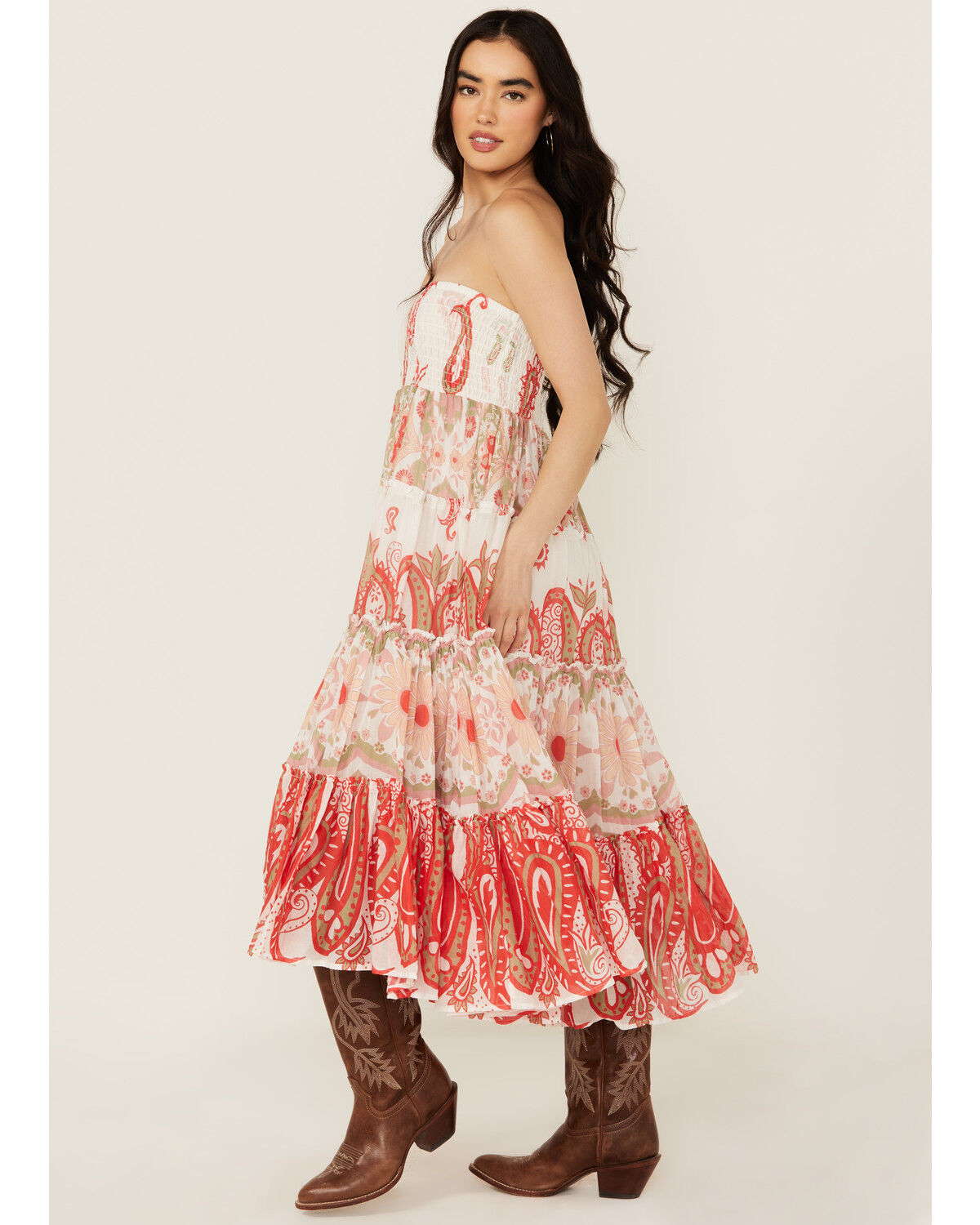 Image #2 - Free People Women's Super Thrills Floral Print Maxi Skirt, Red, hi-res