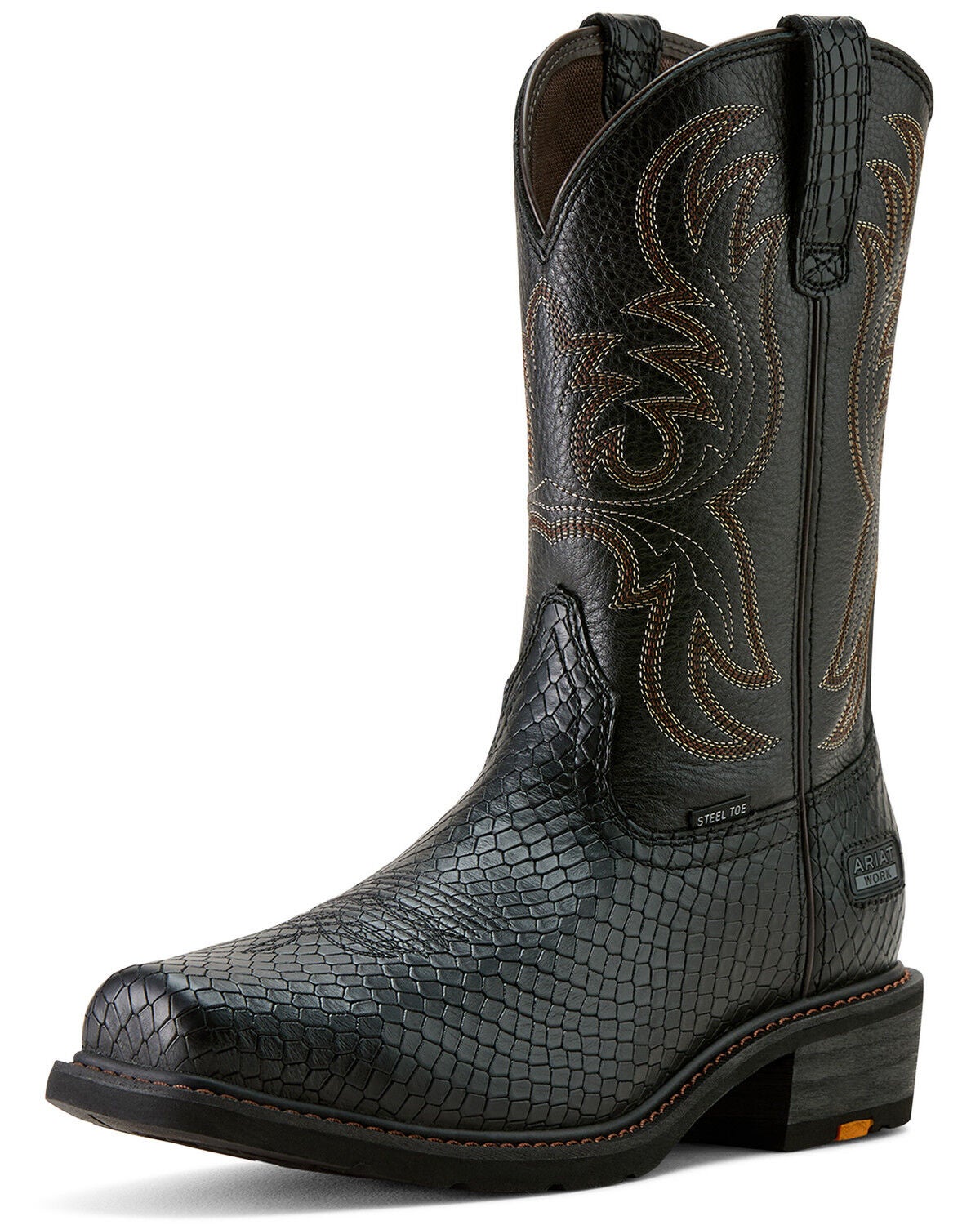 Image #2 - Ariat Men's Ironside Pull-On Work Boots - Steel Toe, Black, hi-res
