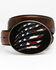 Cody James Men's American Flag Leather Belt, Brown, hi-res