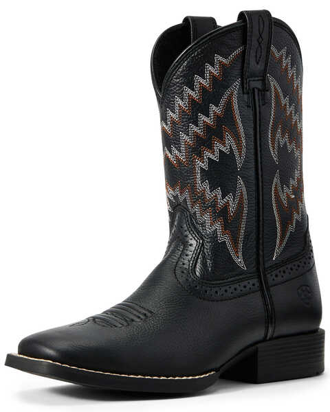 Ariat Boys' Tycoon Bear Western Boots - Broad Square Toe, Black, hi-res