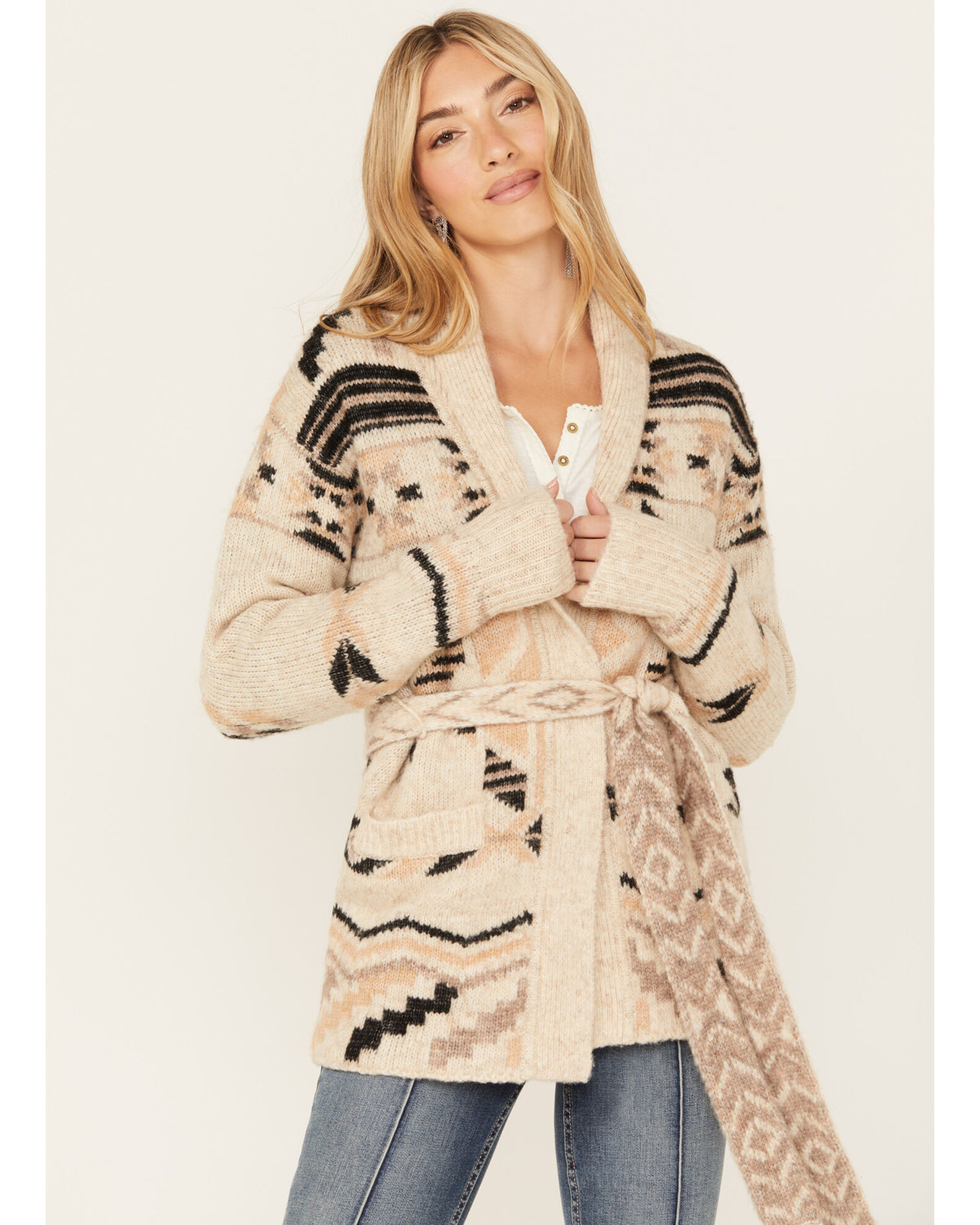 Womens belted 2025 sweater