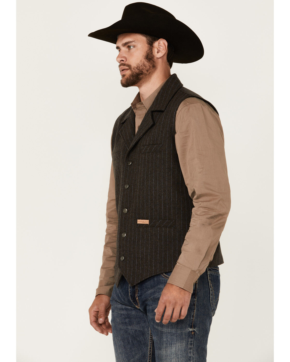 Image #2 - Powder River Outfitters Men's Montana Striped Wool Vest - Tall, Dark Brown, hi-res