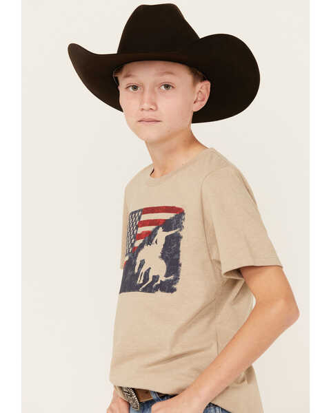 Image #2 - Cody James Boys' Flag Bronc Short Sleeve Graphic T-Shirt , Tan, hi-res