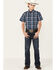 Image #4 - Cinch Boys' Plaid Print Short Sleeve Button-Down Shirt, Navy, hi-res