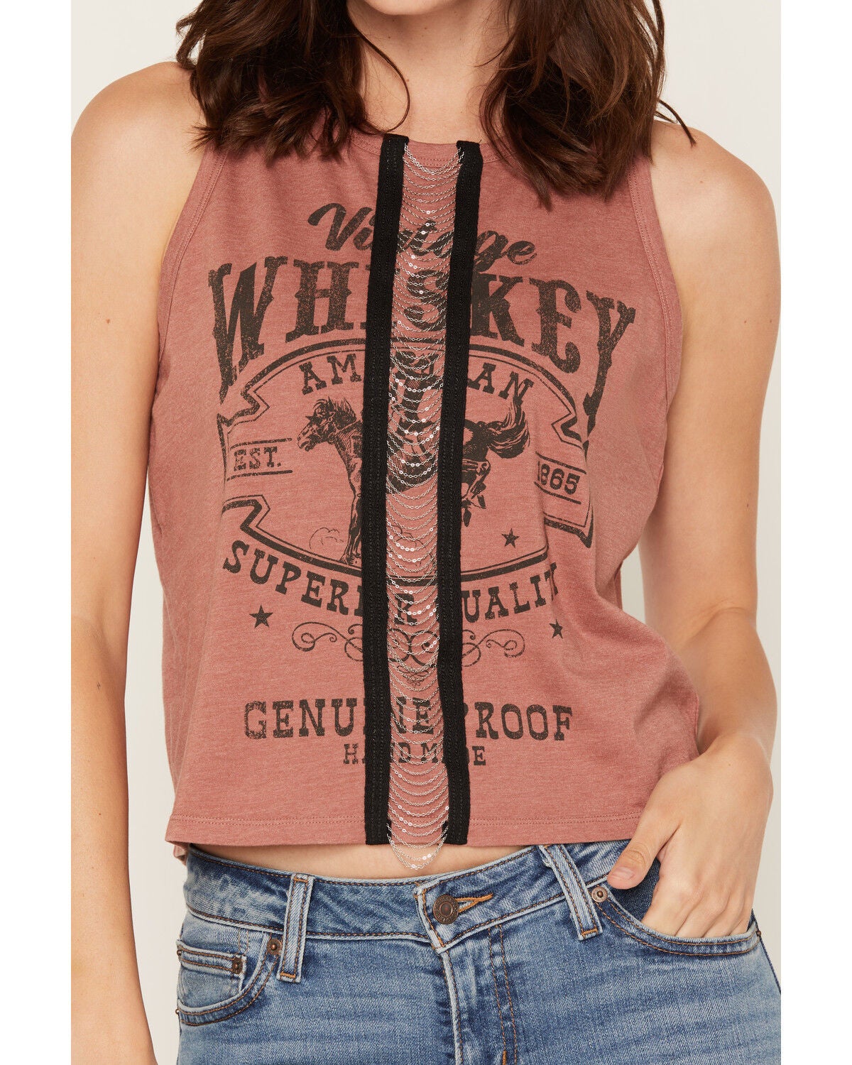 Image #3 - Blended Women's Whiskey Chain Front Tank, Red, hi-res