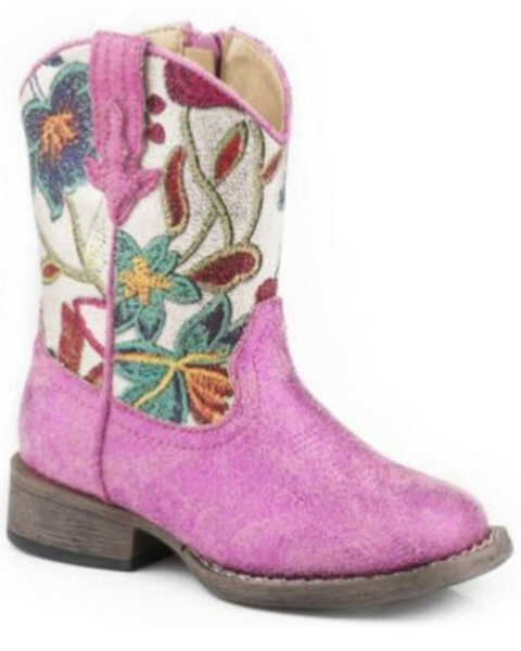 Image #1 - Roper Toddler Girls' Lily Western Boots - Square Toe, Pink, hi-res