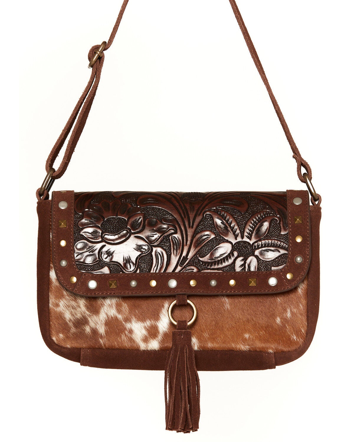 Image #2 - Shyanne Women's Sable Hair-On Tooled Shoulder Bag, Brown, hi-res