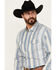 Image #2 - Scully Men's Southwestern Serape Striped Long Sleeve Pearl Snap Western Shirt, Light Blue, hi-res