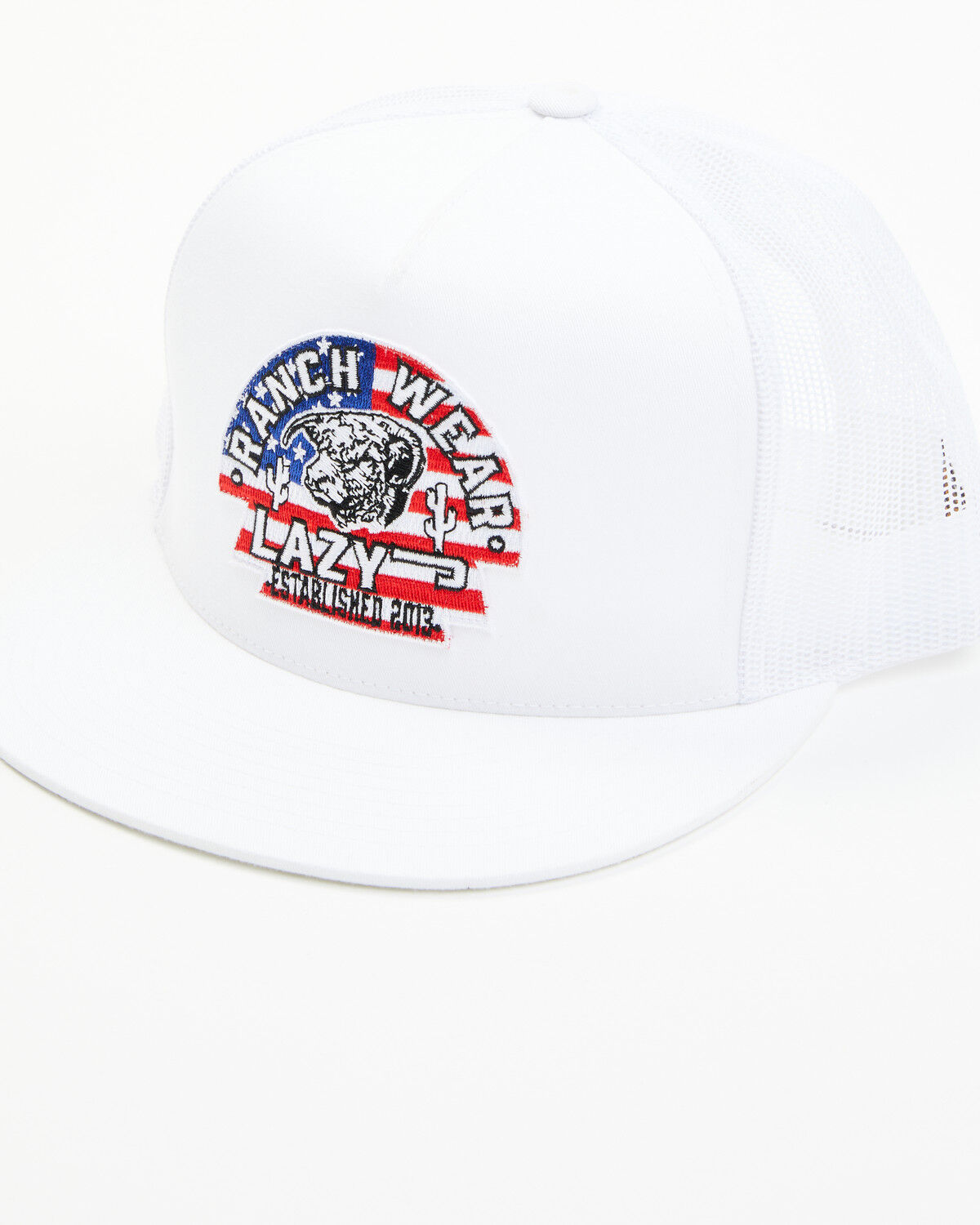 Image #1 - Lazy J Ranchwear Men's USA Patch Ball Cap, White, hi-res