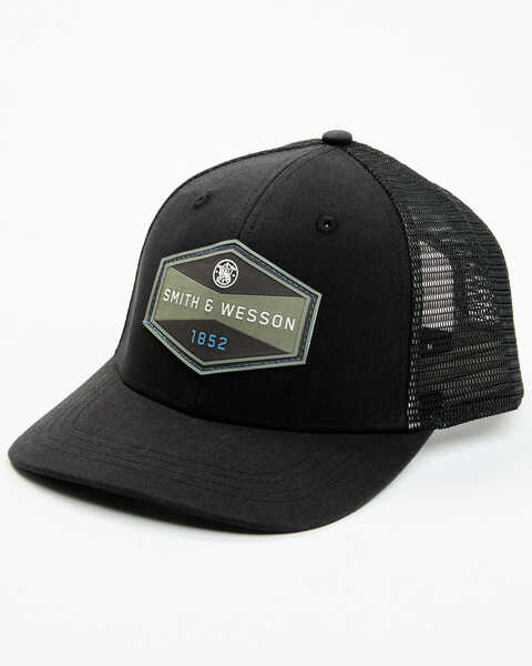 Smith & Wesson Men's Black Rubber Patch Baseball Cap, Black, hi-res