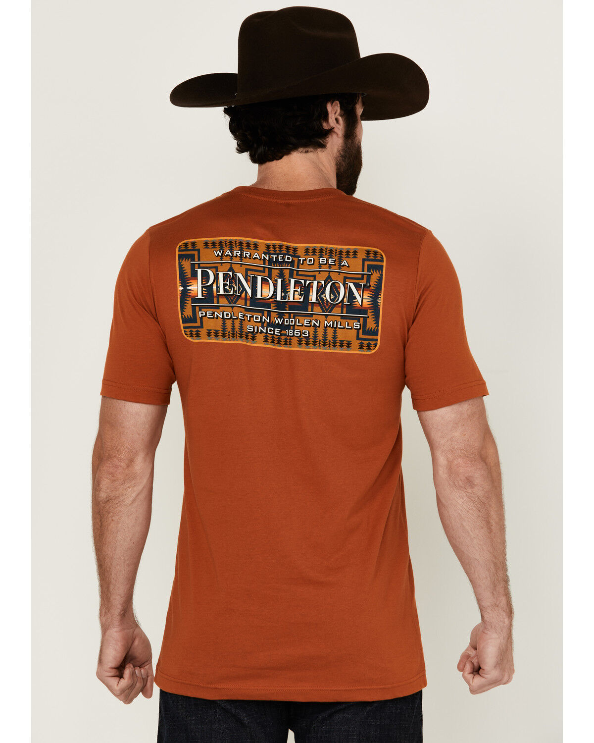 Image #1 - Pendleton Men's Boot Barn Exclusive Chief Joseph Logo Short Sleeve Graphic T-Shirt, Rust, hi-res