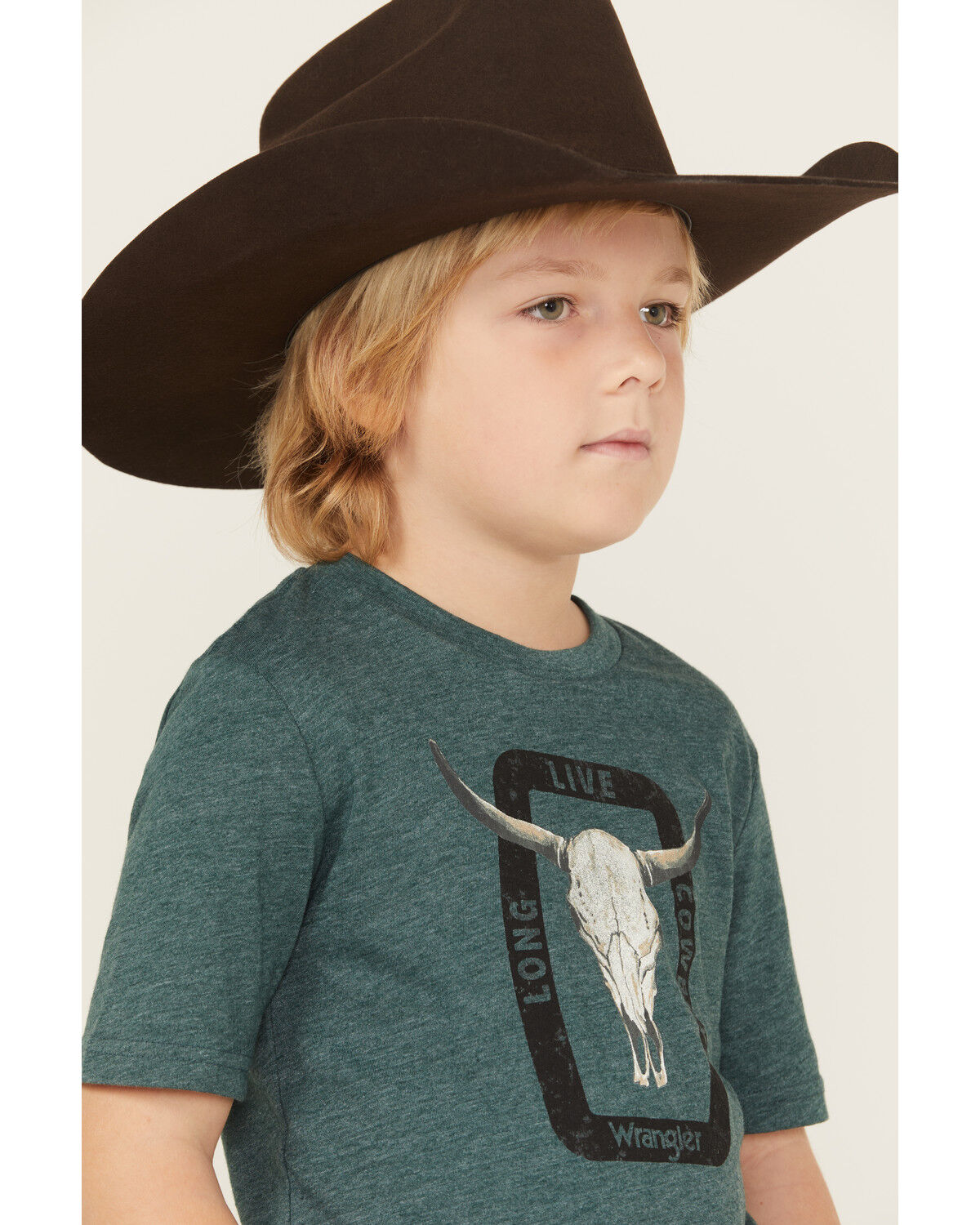 Image #3 - Wrangler Boys' Steerhead Short Sleeve Graphic T-Shirt, Green, hi-res