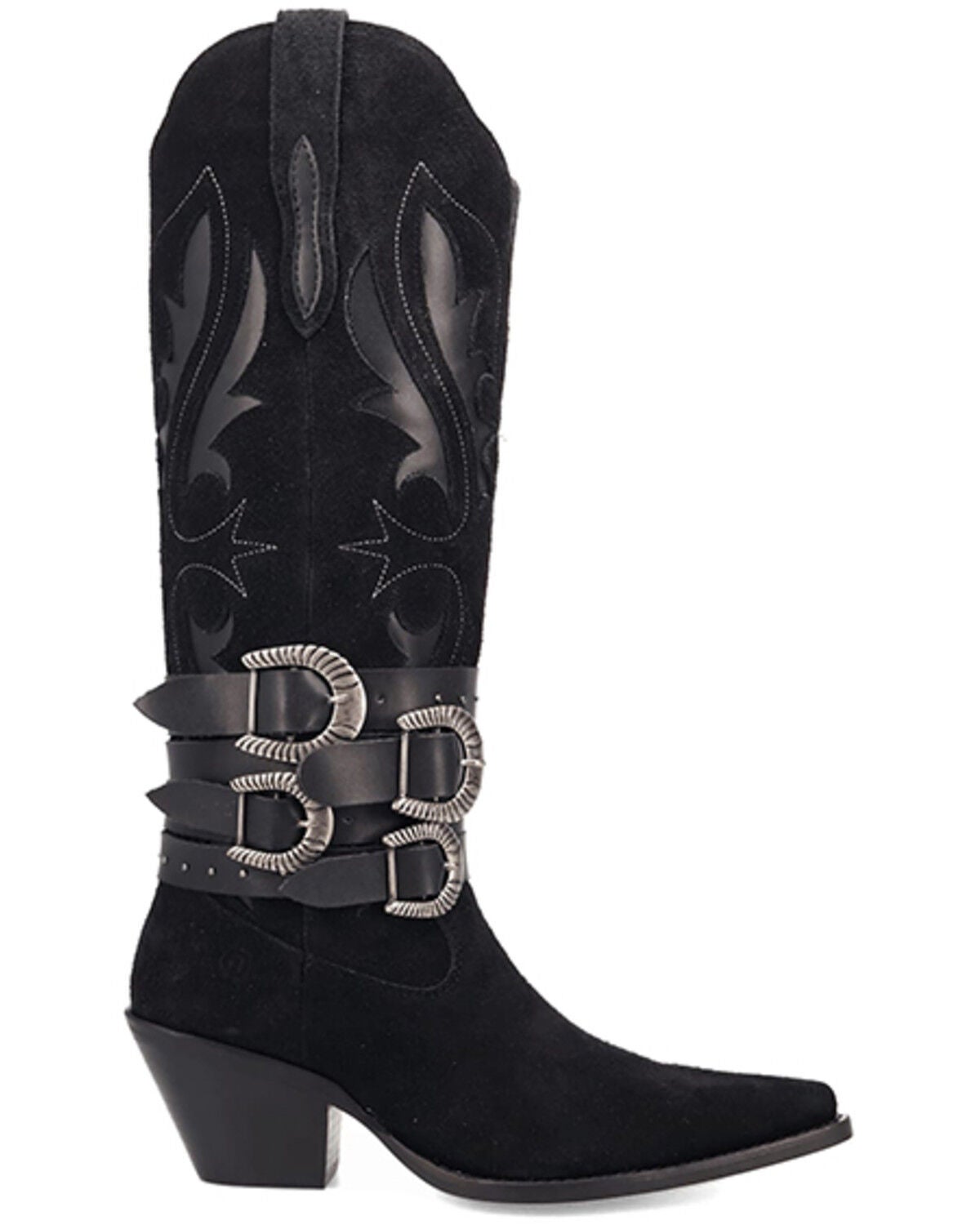 Image #2 - Dingo Women's Buck Wild Suede Tall Western Boots - Round Toe, Black, hi-res