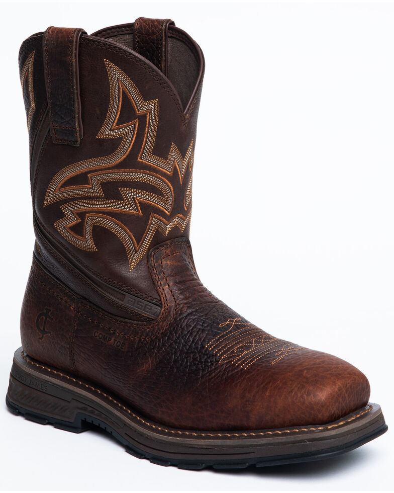 Cody James Men's Disruptor Western Work Boots - Nano Composite Toe, Brown, hi-res