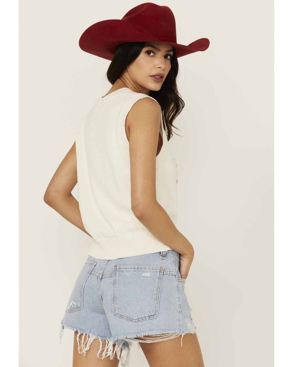 Image #4 - Sadie & Sage Women's Flag Sweater Tank, White, hi-res