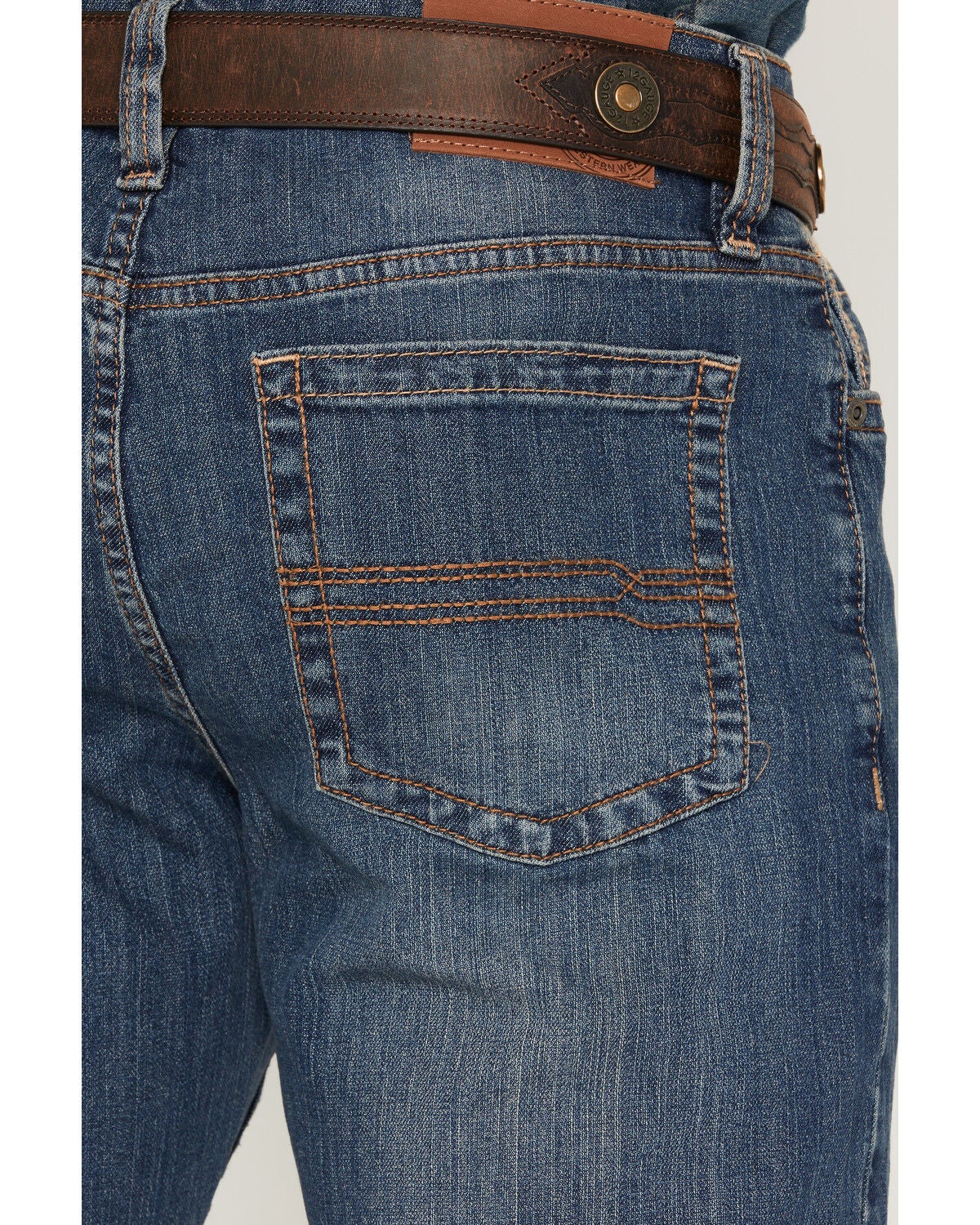 Image #4 - Cody James Men's Wolfstooth Wash Duke Relaxed Bootcut Stretch Denim Jeans, Blue, hi-res