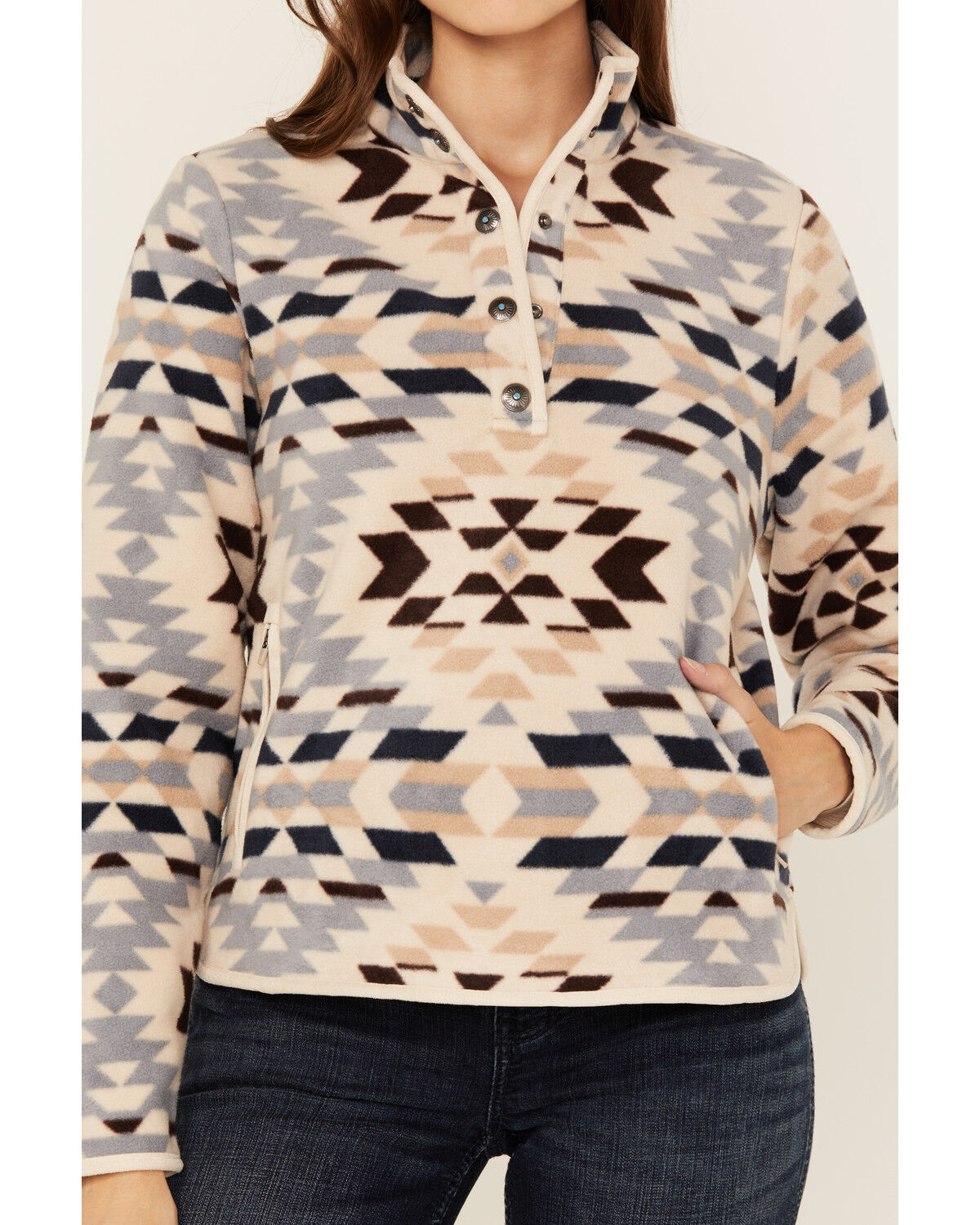 Image #3 - Shyanne Women's Southwestern Print Polar Fleece Pullover, Natural, hi-res