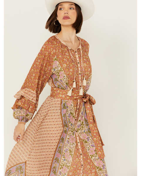 Image #2 - Spell Women's Sienna Long Sleeve Floral Print Midi Dress, Rust Copper, hi-res