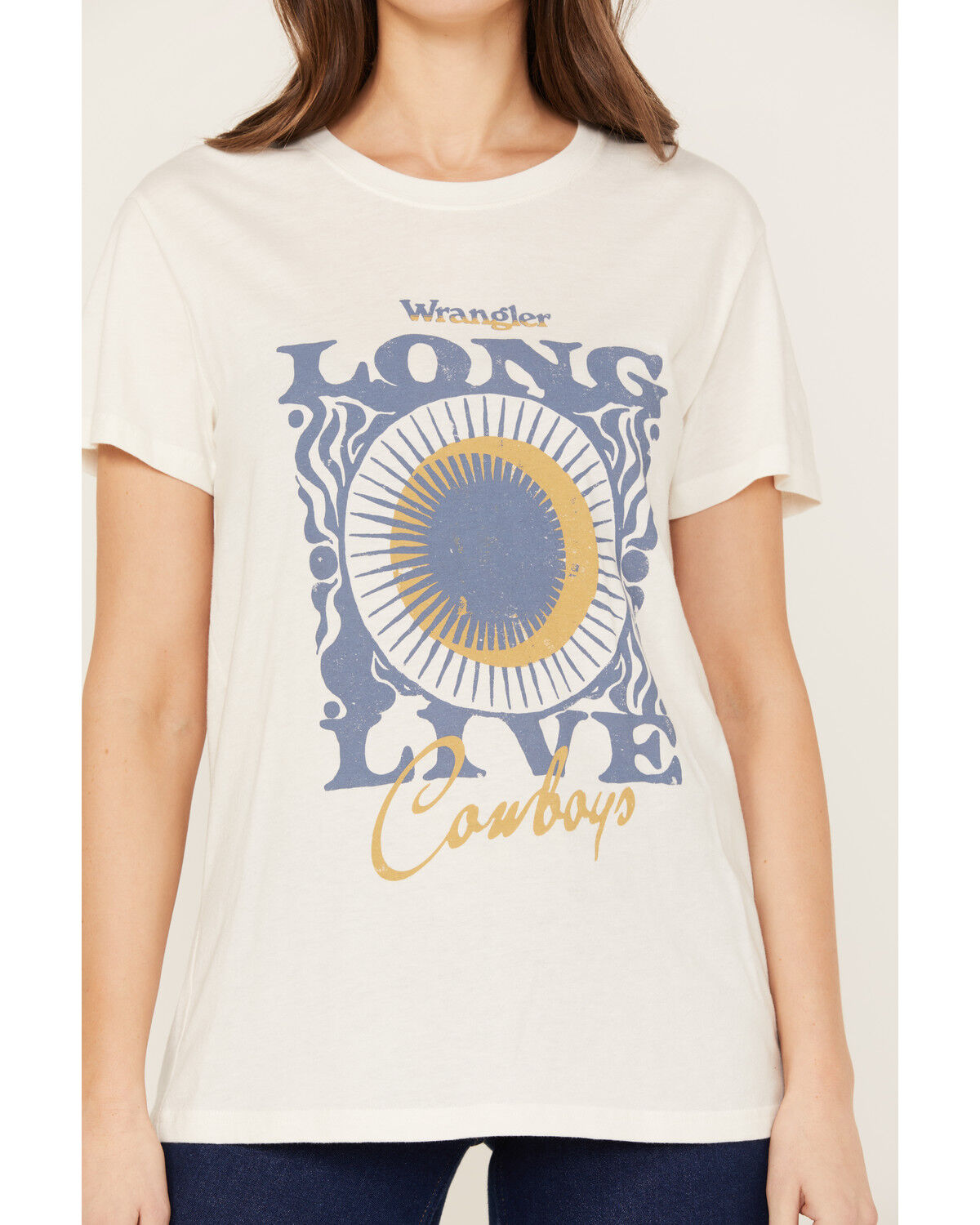 Image #3 - Wrangler Women's Long Live Cowboys Short Sleeve Graphic Tee, White, hi-res