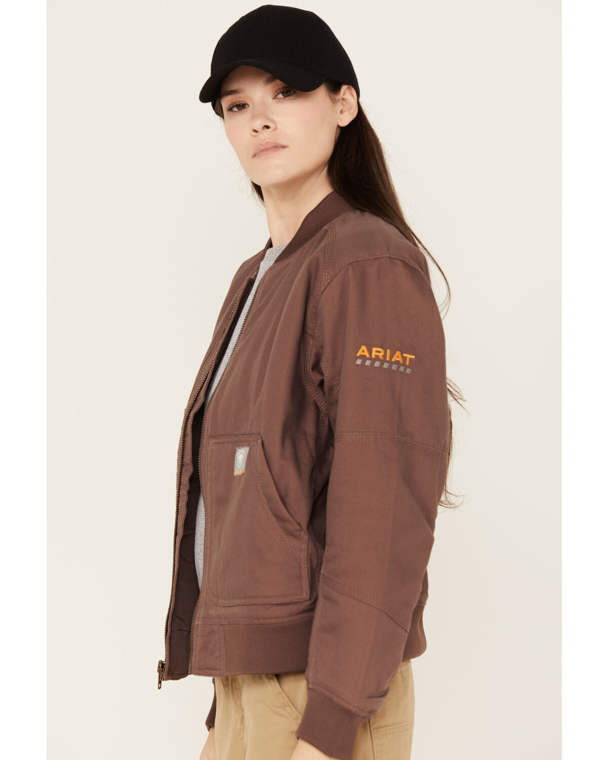 Image #2 - Ariat Women's Rebar Duracanvas Bomber Jacket, Beige, hi-res
