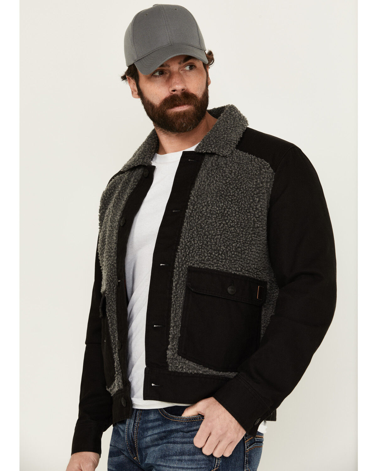 Image #2 - Brothers and Sons Men's Warren Blanket Sherpa Jacket, Black, hi-res