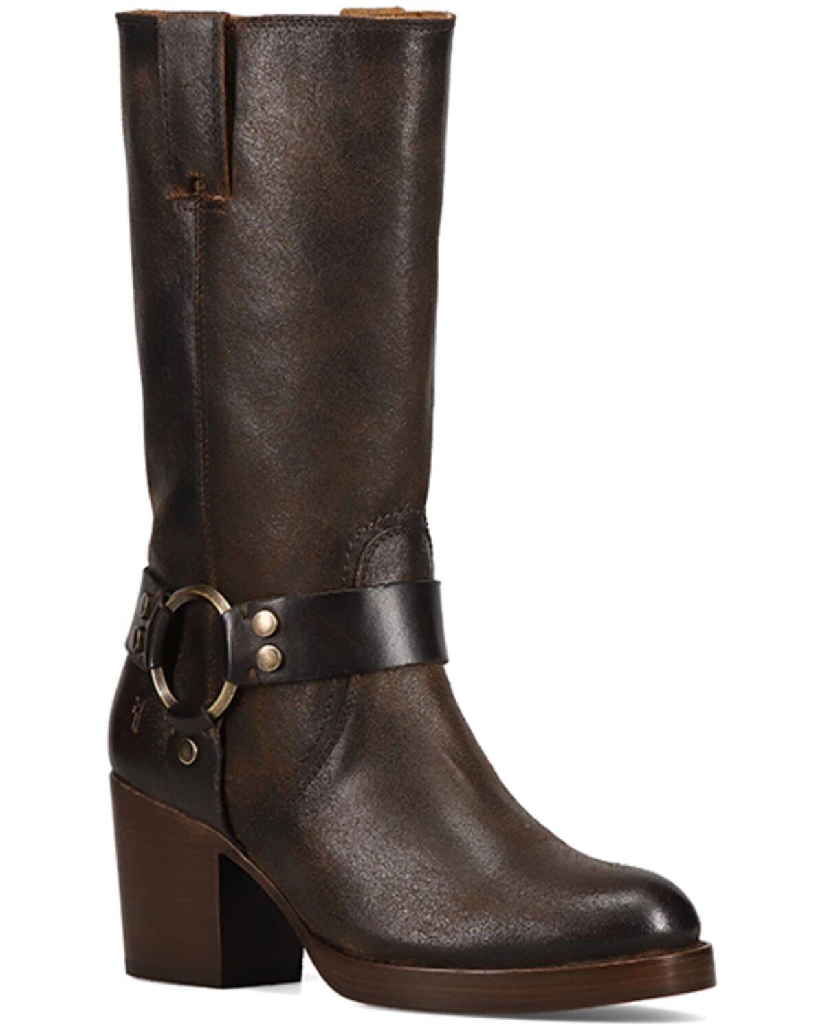 Image #1 - Frye Women's Jean Harness Fashion Boots - Round Toe, Chocolate, hi-res