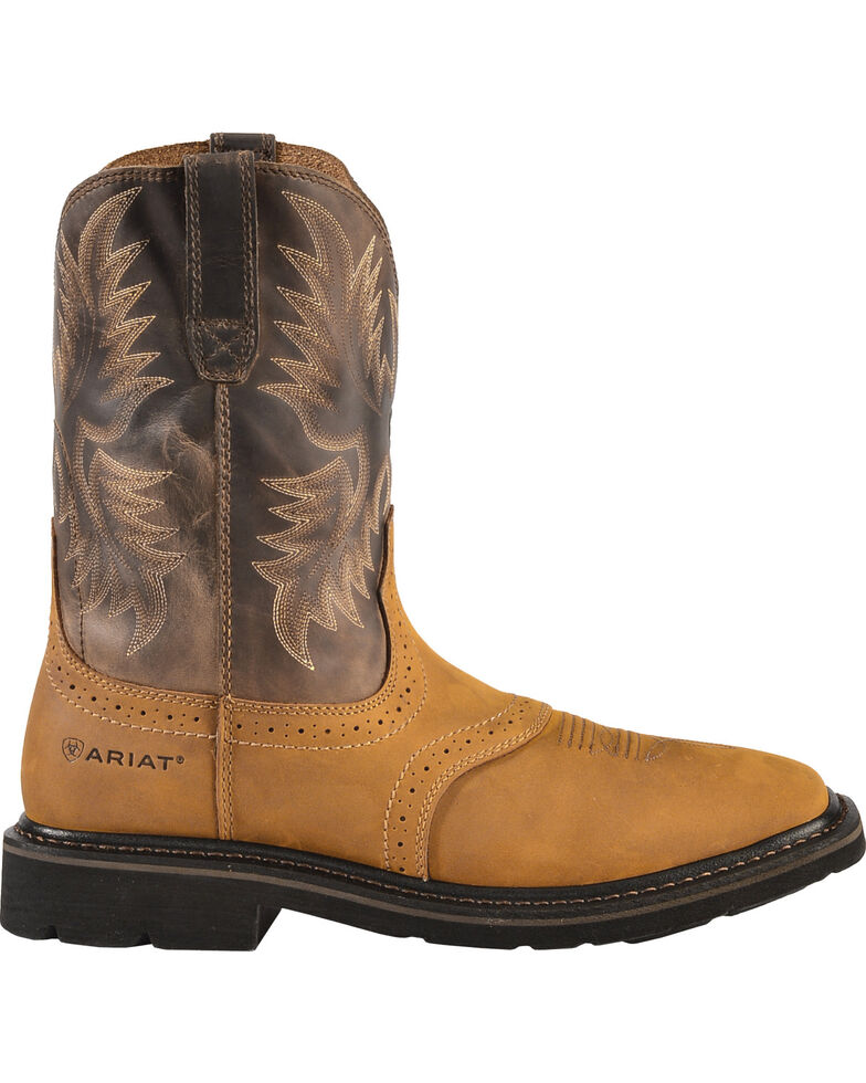 Ariat Sierra Pull-On Western Work Boots - Square Toe, Aged Bark, hi-res