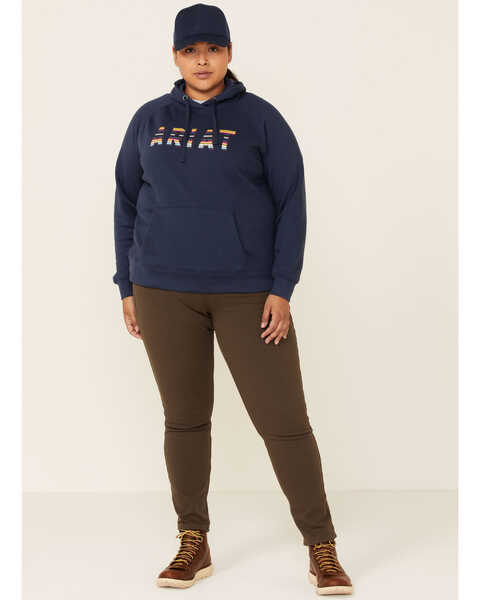 Image #2 - Ariat Women's R.E.A.L. Serape Logo Hoodie Sweatshirt - Plus, Navy, hi-res