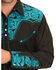 Scully Men's Gunfighter Embroidered Long Sleeve Snap Western Shirt , Turquoise, hi-res