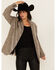 Image #1 - Mystree Women's Plaid Print Sequin Blazer, Grey, hi-res