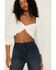 Image #3 - Lush Women's Long Sleeve Smocked Tie Front Blouse, Off White, hi-res