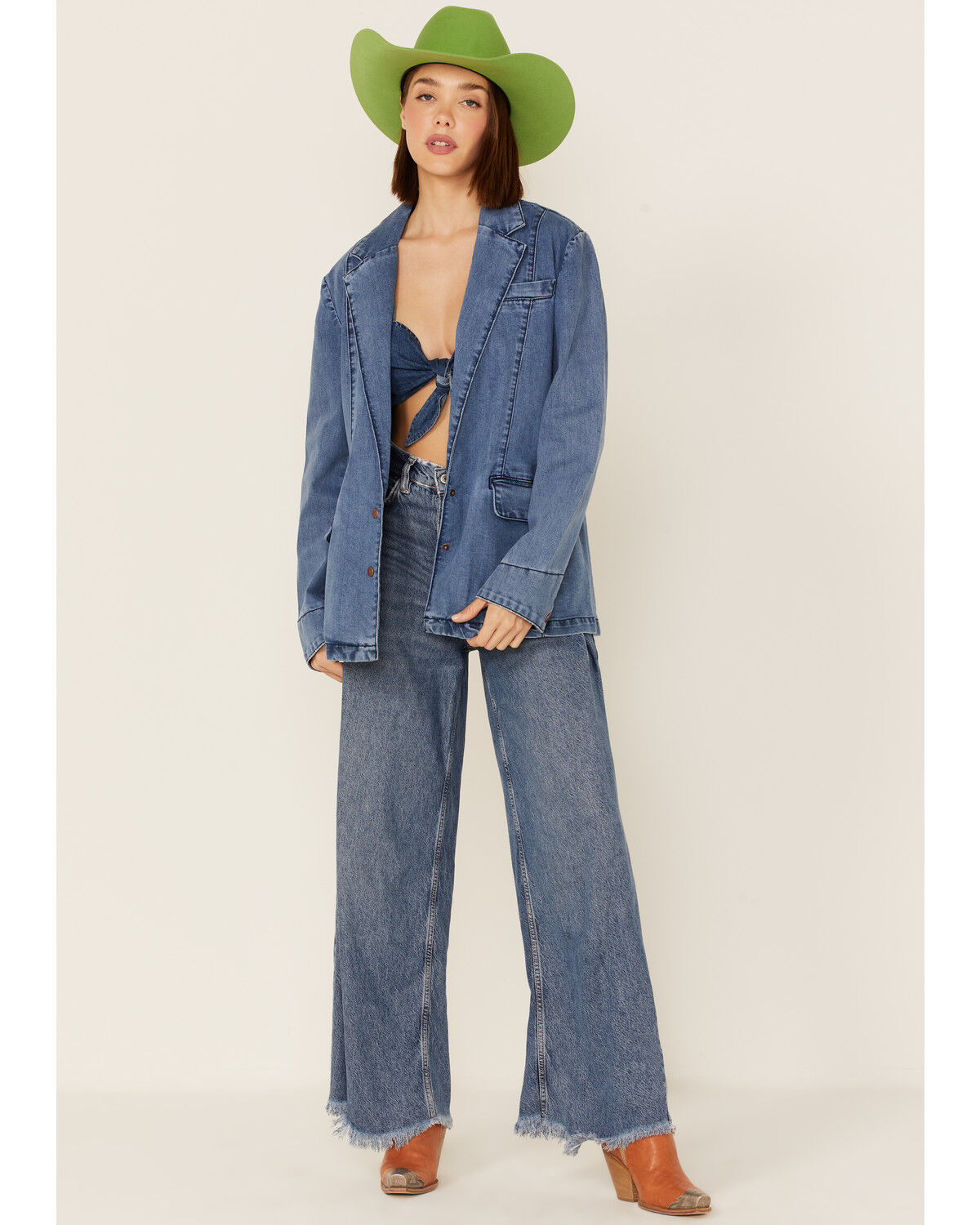 Image #2 - Lola Women's Denim Blazer, Blue, hi-res