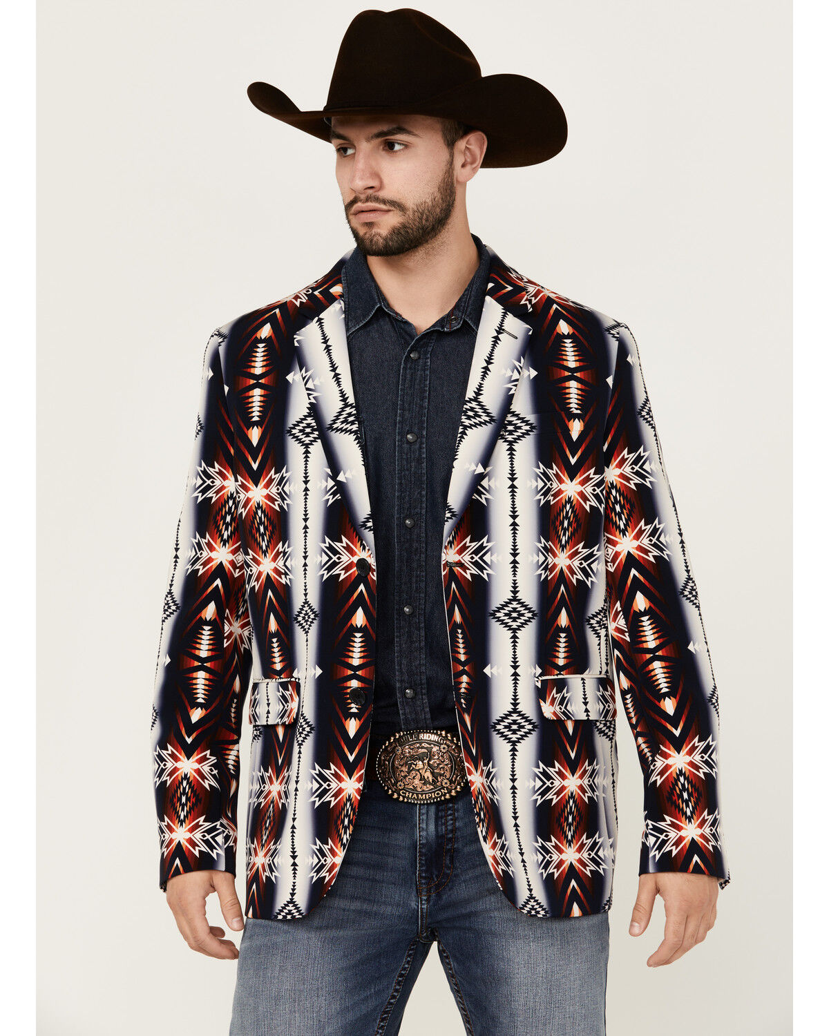 Image #1 - Rock & Roll Denim Men's Southwestern Print Sportcoat, Tan, hi-res