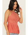 Image #2 - Shyanne Women's Stretch Lace Halter Fringe Tank, Dark Pink, hi-res