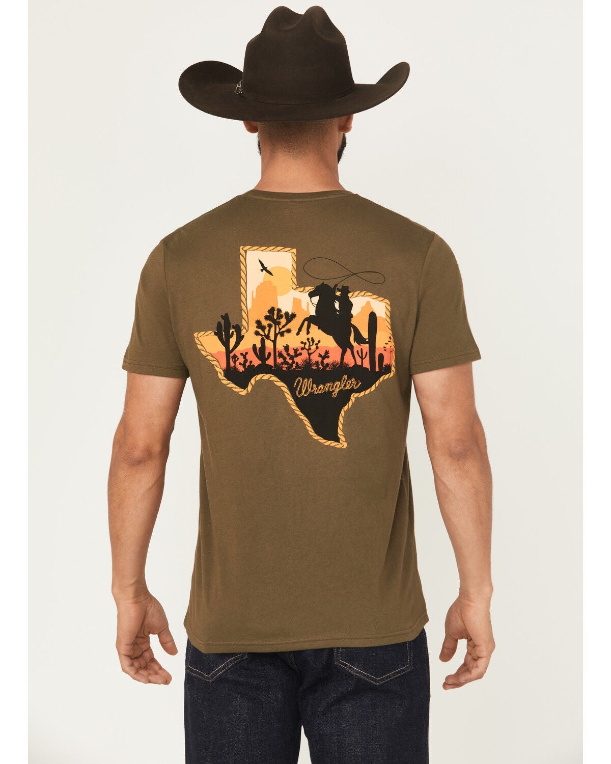 Wrangler Men's Boot Barn Exclusive Texas Short Sleeve Graphic T-Shirt, Green, hi-res