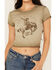 Image #3 - Youth in Revolt Women's Star Rider Baby Graphic Tee, Olive, hi-res