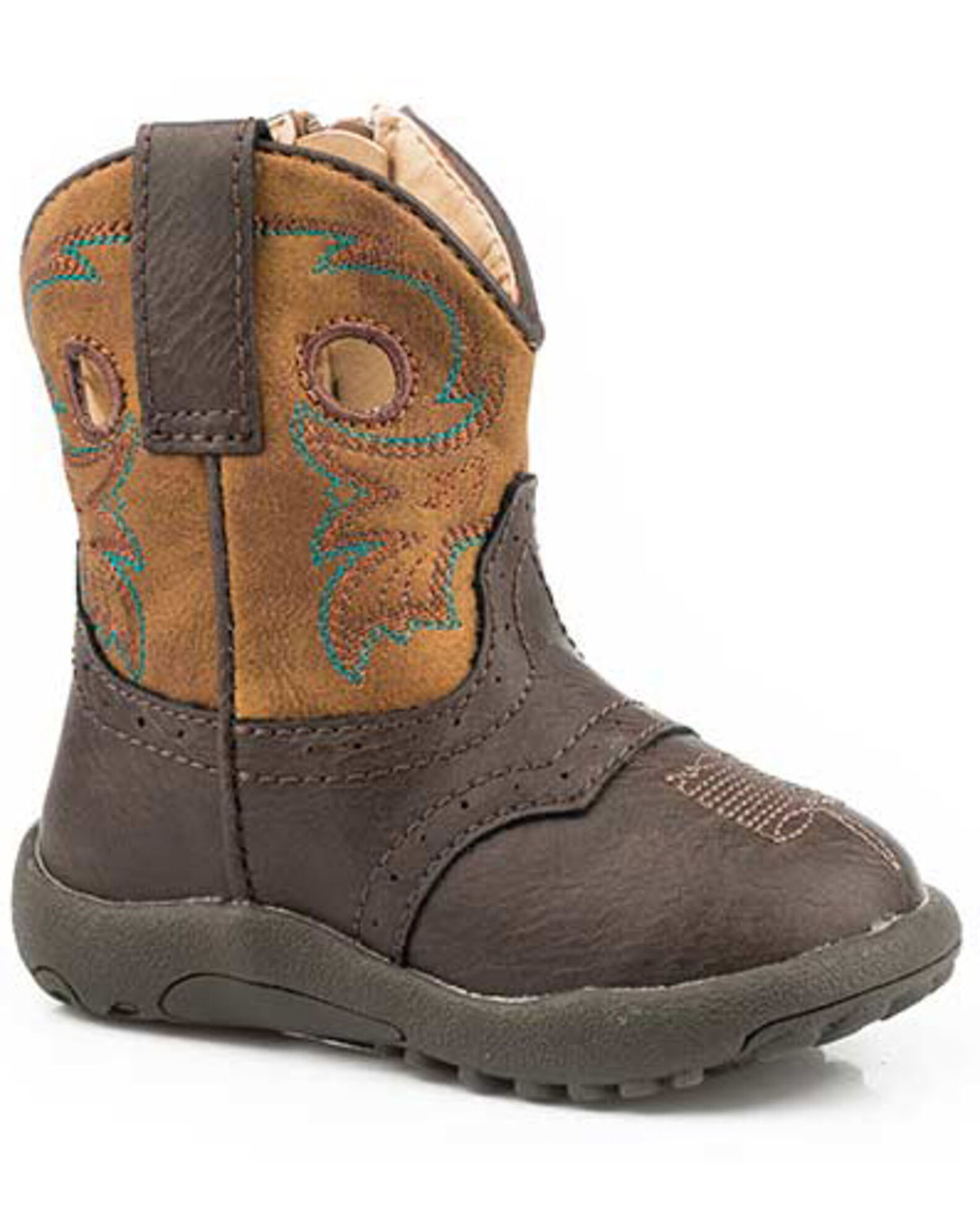 Image #1 - Roper Infant Boys' Daniel Western Boots - Round Toe, Brown, hi-res