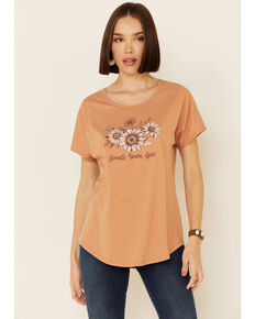 Cut & Paste Women's Small Town Girl Floral Graphic Short Sleeve Tee , Blush, hi-res