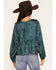 Image #4 - Wild Moss Women's Western Jacquard Front Tie Blouse, Blue, hi-res