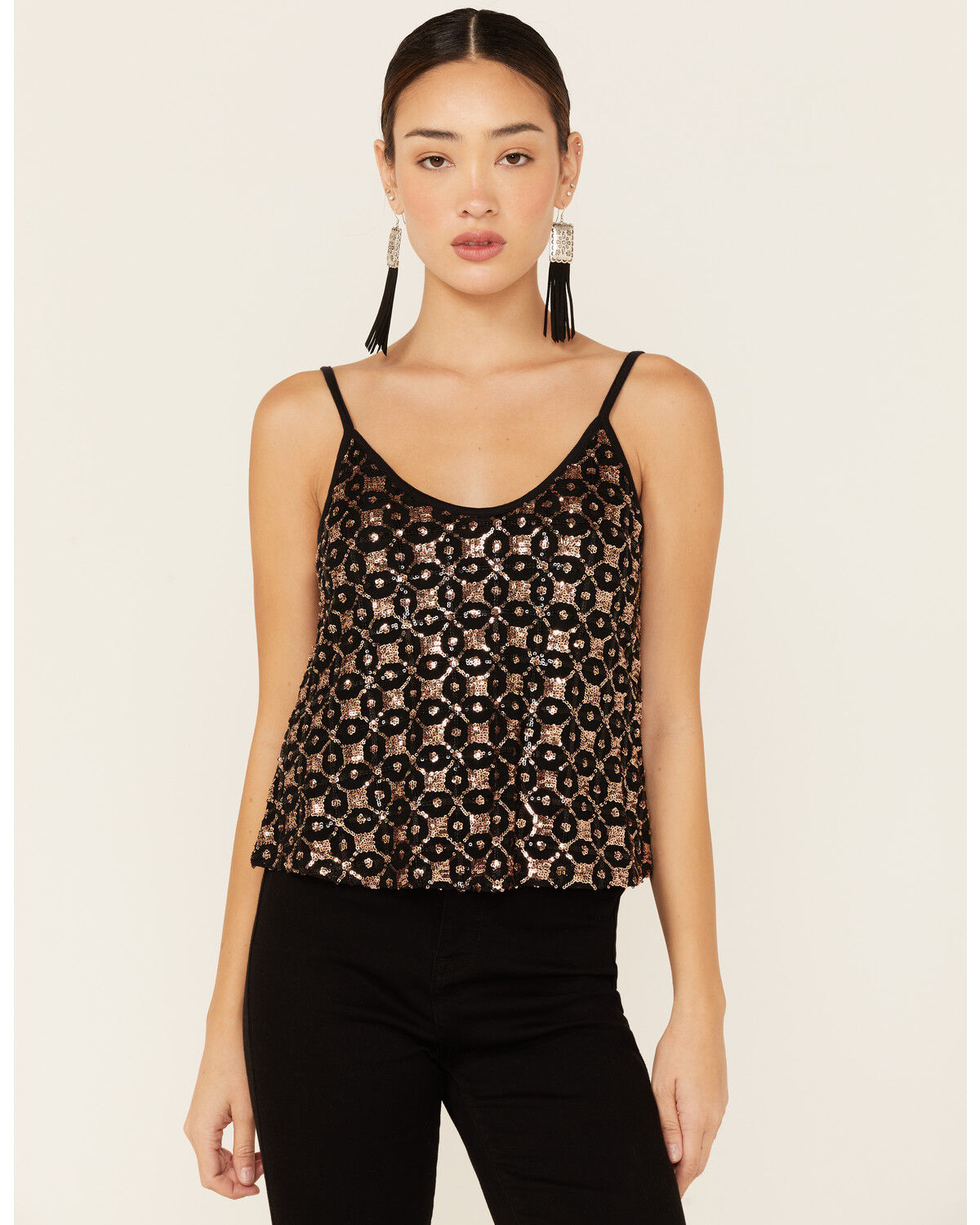 Image #1 - Shyanne Women's Sequin Cami, Black, hi-res