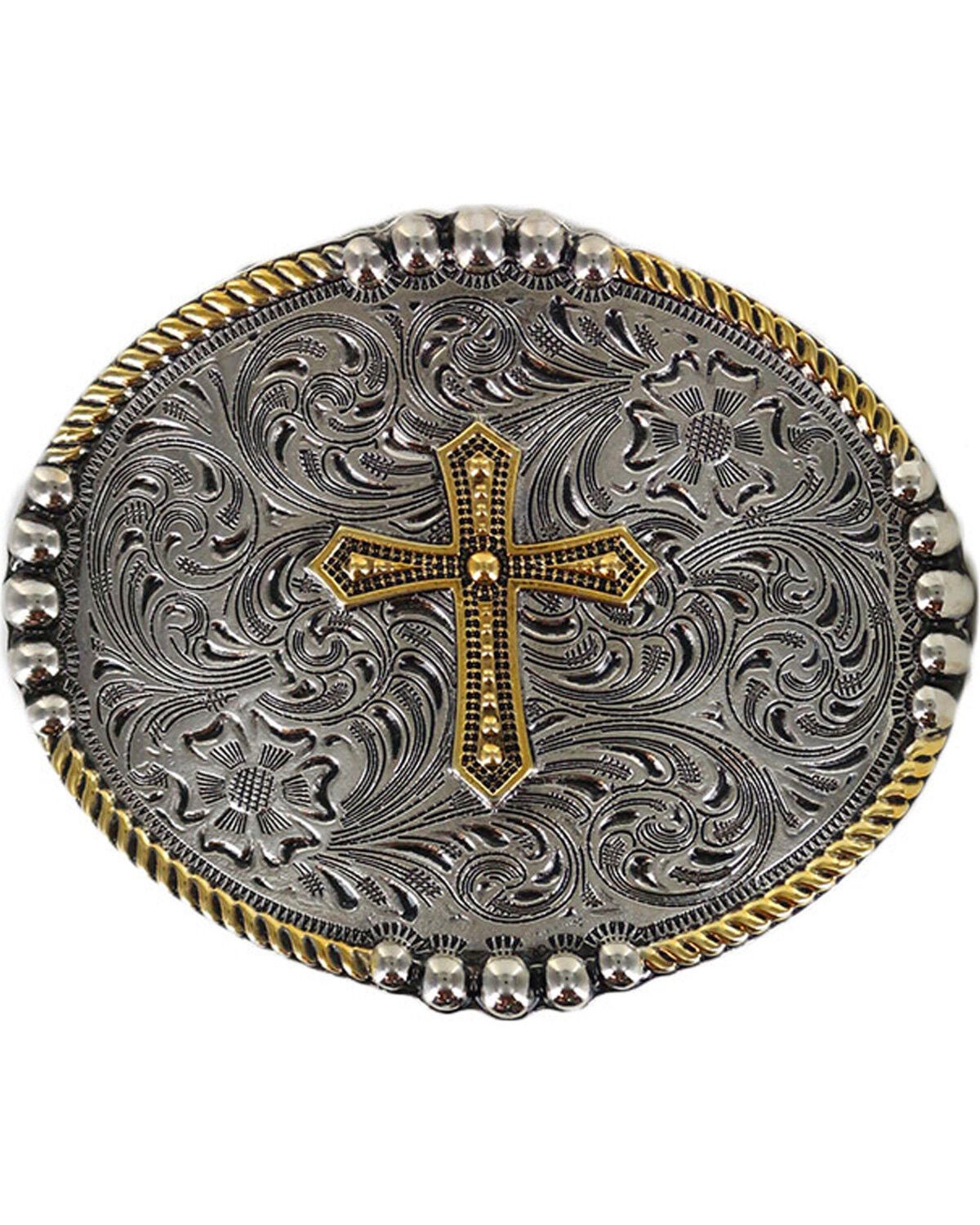 Cody James Men's Filigree Cross Belt Buckle, Silver, hi-res