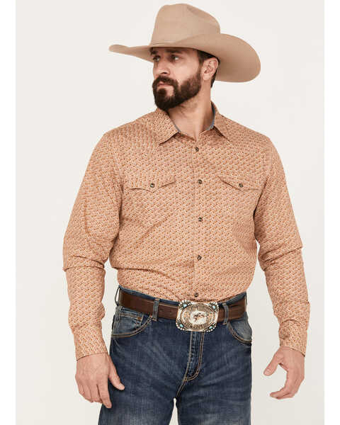 Cody James Men's Dixie Floral Print Long Sleeve Western Snap Shirt, Oatmeal, hi-res