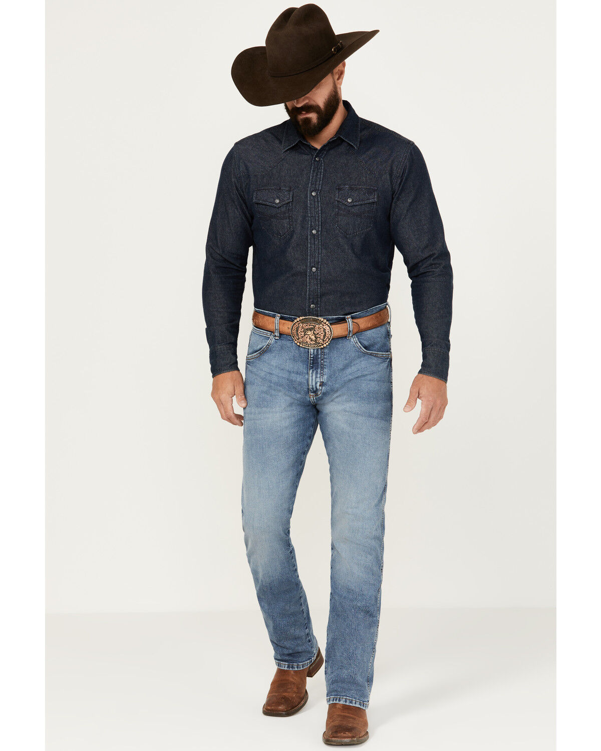 Image #1 - Wrangler Retro Men's Beauford Light Wash Slim Bootcut Stretch Denim Jeans, Light Wash, hi-res