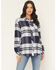 Image #1 - Idyllwind Women's Shadowood Plaid Print Long Sleeve Snap Flannel Shirt, Indigo, hi-res