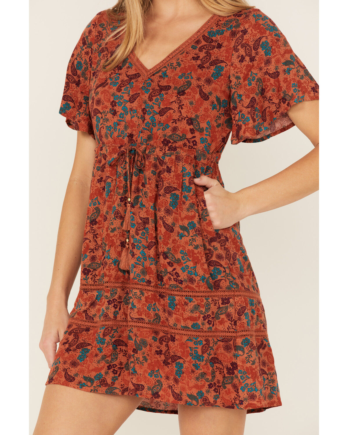 Image #3 - Idyllwind Women's Blossom Court Short Sleeve Mini Dress, Pecan, hi-res