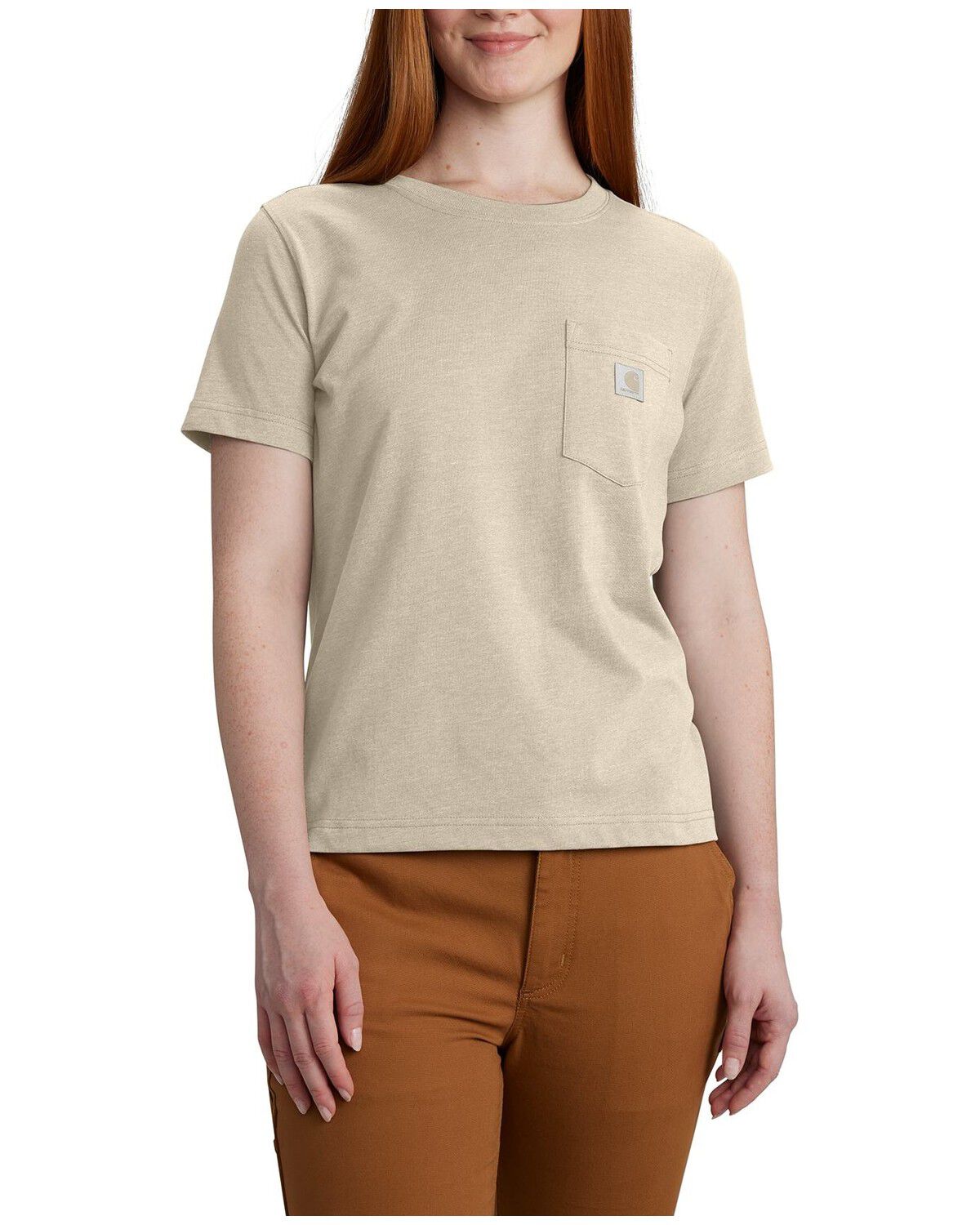 Image #1 - Carhartt Women's Relaxed Fit Lightweight Short Sleeve Pocket Tee, Cream, hi-res